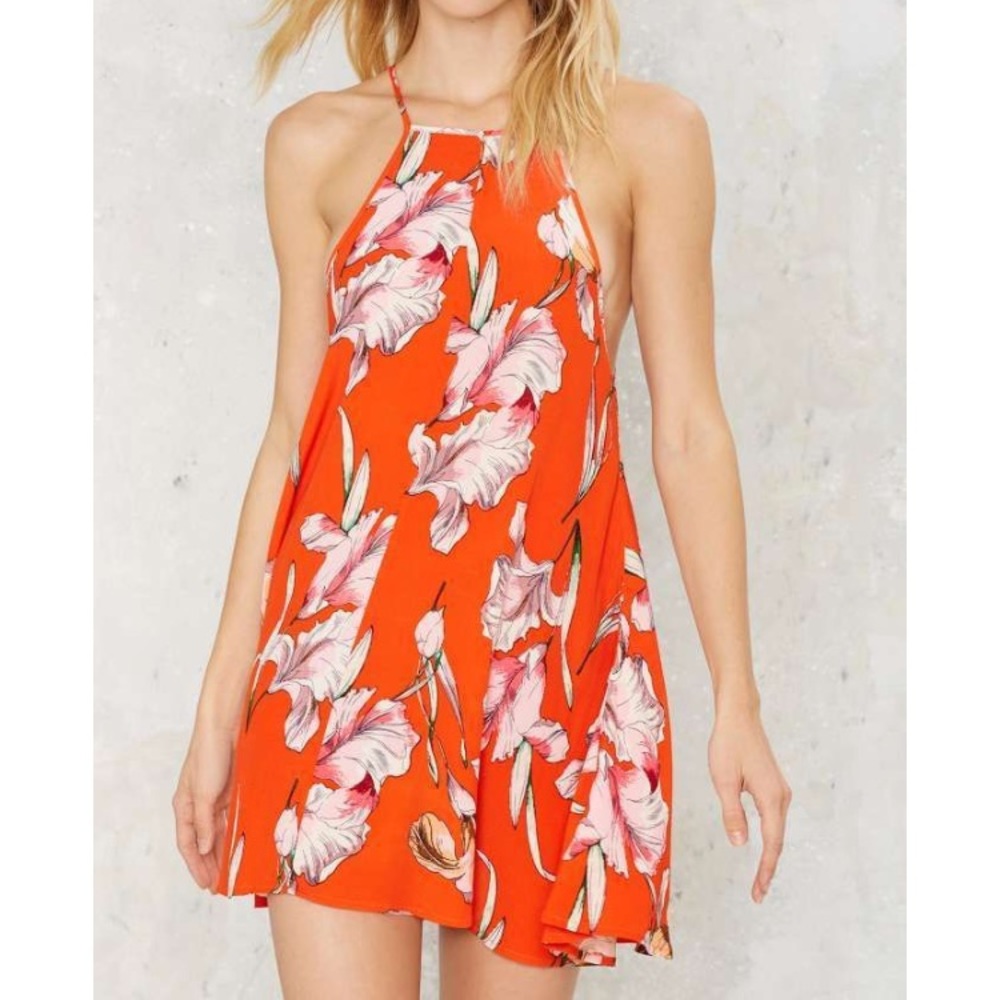 Tangerine dream floral dress